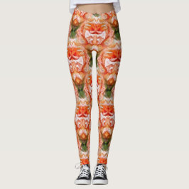 Legging Peach Rosa Flower Abstrato-Art Patterno