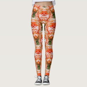 Legging Peach Rosa Flower Abstrato-Art Patterno