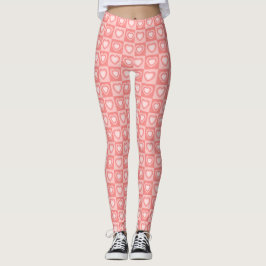 Legging Peachy Pink Retro Hearts Valentine Gift