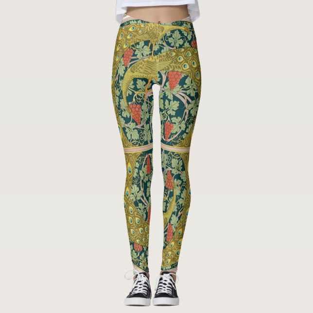 Legging Peacock Art Nouveau Estilo redondo intrincado desi (Frente)