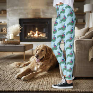 Legging Peacock Blue Lotus Flower Henna