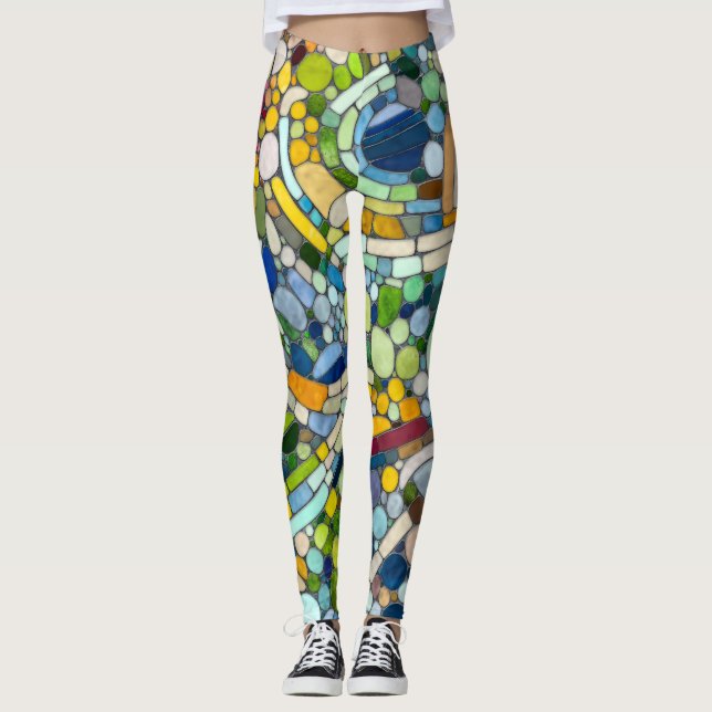 Legging Pebbles - Arte Mosaica Colorida (Frente)