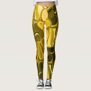 Legging Peças amarelas ou douradas parecem ouro-metal