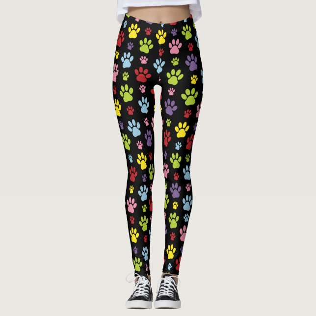 Legging Peças Coloridas, Padrões De Pata, Impressões De Pa (Frente)