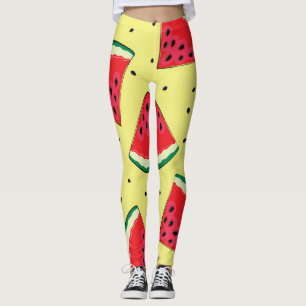 Legging Peças de melancia: Padrão Amarelo de Verão