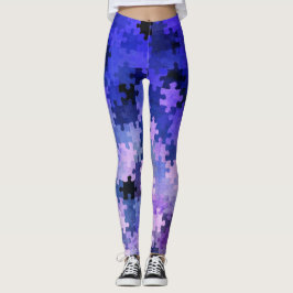 Legging Peças Quebra-cabeça de gradiente roxo