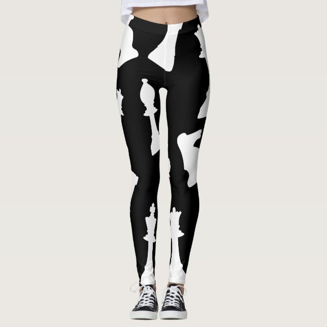 Legging Pedaços de jogos de xadrez bonitos (Frente)