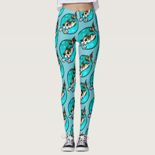 LEGGING PEDAÇOS TURQUOISES CUTE CALICO KITTY CAT MERMAID