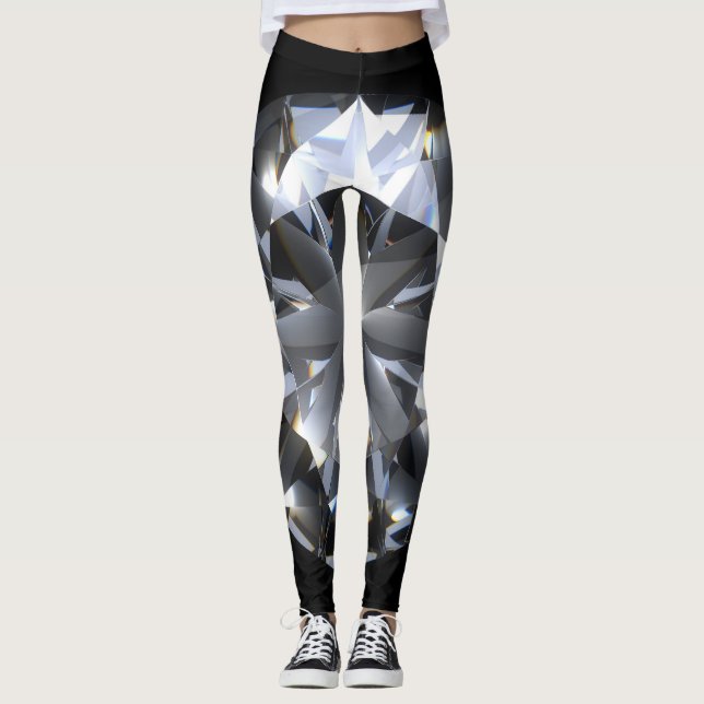 Legging Pedra de diamante: faísca do espaço negro. (Frente)
