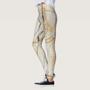 Legging Pedra de Mármore Texturizada Marrom e Preta