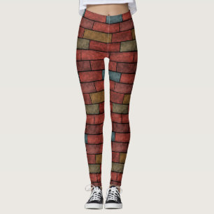 Legging Pedra sem costura tijolos cor verde laranja castan