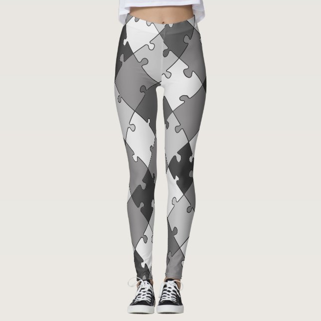 Legging Pedras para Cinza de Quebra-cabeça para Jigserras  (Frente)
