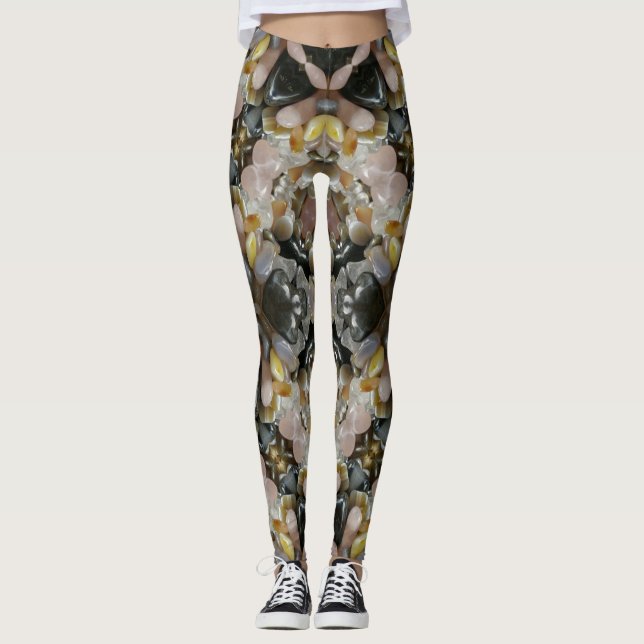 Legging Pedras preciosos e Cristais Mandala Fractal (Frente)