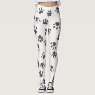 Legging Pegadas De Pata: Cachorro Monocromo Sem Costura.