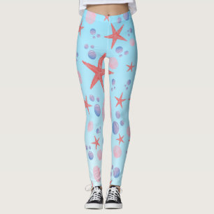 Legging Peixe-estrela do Mar Cinto Costeiro Summer Ocean B