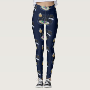 Legging Peixe feliz bonito com ilustração de desenho espac