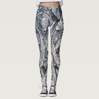 Legging Peixe-Koi Preto e Branco