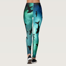 Legging Peixe sombra tubarão baleia gradiente galáxia colo