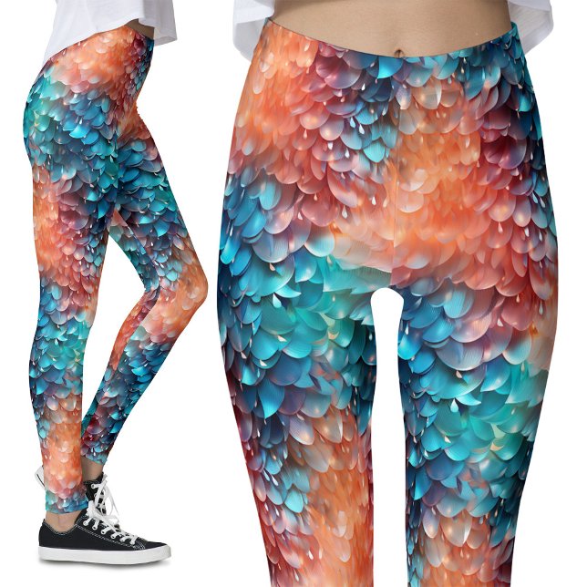Legging Peixes Escala Sereia Pastel das Caudas Espalha Fan (Criador carregado)