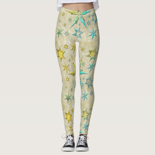 Legging peixes-espada metálicos borrifados com texturiza