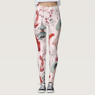 Legging Peixes Koi Geisha Pancas japonesas