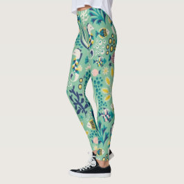 Legging Peixes Submarinos Verdes do Mar