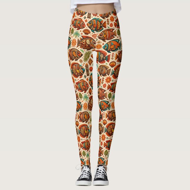 Legging Peixes Tropicais Boho (Frente)