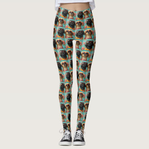 Legging Pekingês com Dia de os namorados de Rosa cardíaco