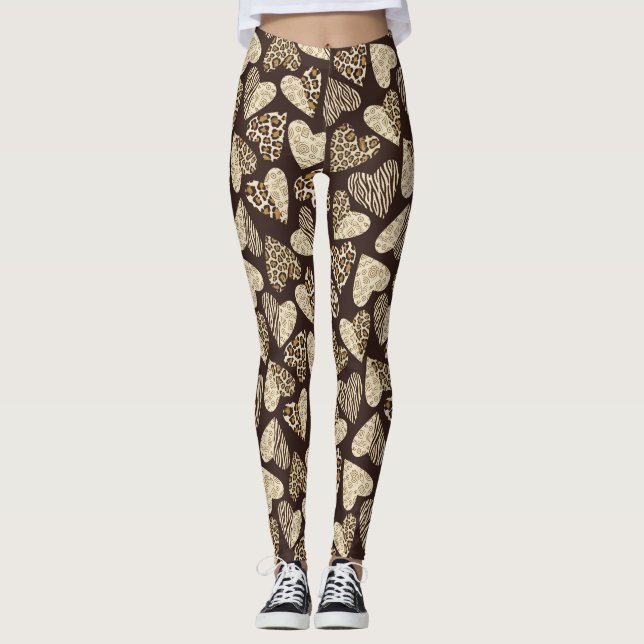 Legging Pele animal com corações (Frente)