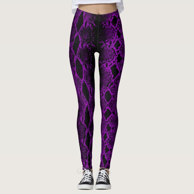 Legging Pele de Cobra preto roxo (Frente)