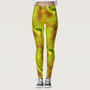 Legging Pele de laranja verde digital com textura grossa a