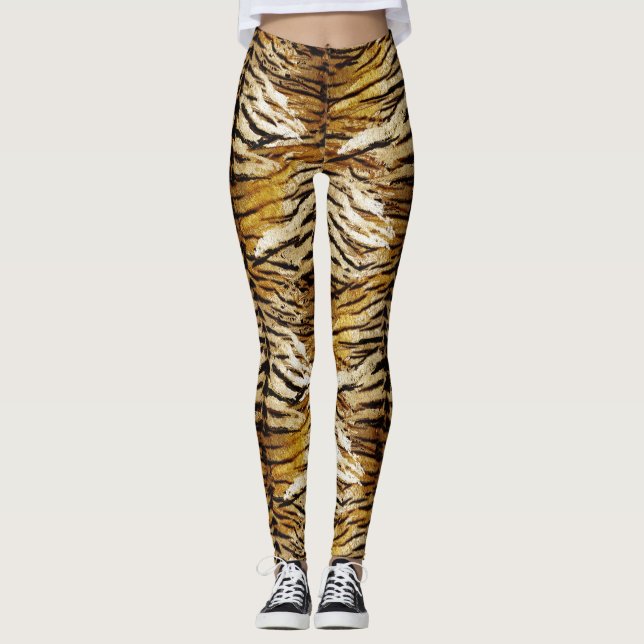 Legging Pele de tigre, na moda, tigre, riscado, impressão  (Frente)