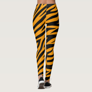 Legging Pele de Tigre Preto Laranja Padrão Animal Selvagem