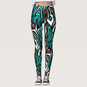 Legging Pele de zebra abstrato sem costura azul moderno b