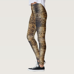 Legging Pele Dourada de marfim preto na marfim Cobra