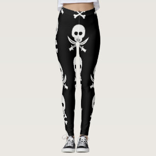 Legging Pele Pirata Cruzando Ossos Padrão Invisível
