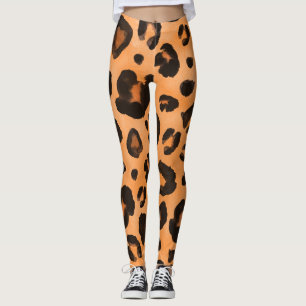 Legging Peles de leopardo, aquarela, textura perfeita.
