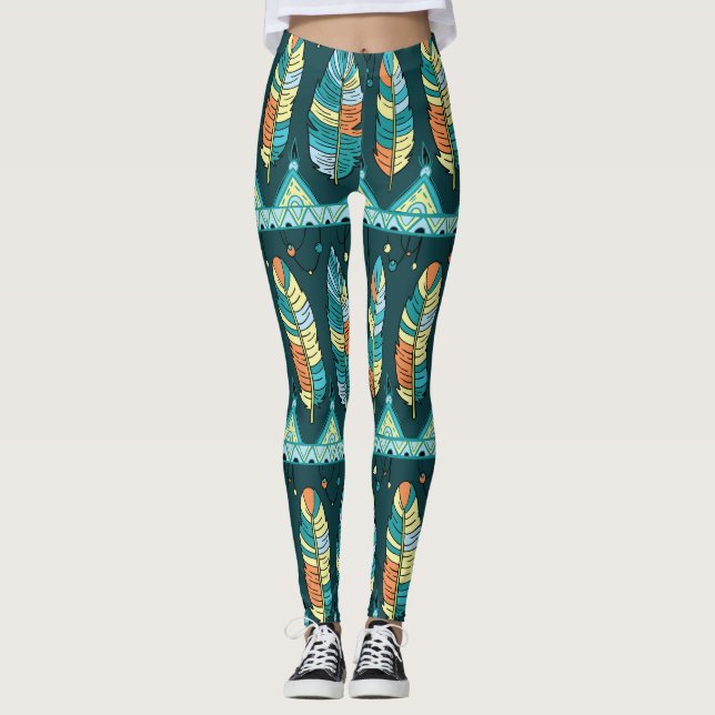 Legging Pena colorida, padrão de textura sem fim (Frente)