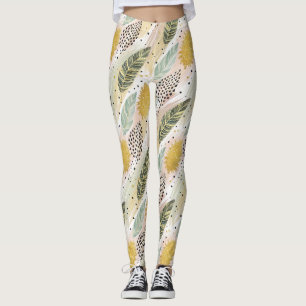 Legging Pena Elegante e Abstrato Brushbraste Sem Costura