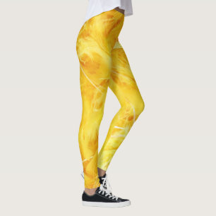 Legging Penas Amarelas Brilhantes