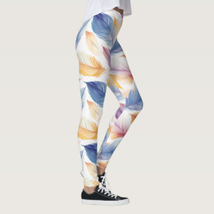 Legging Penas Coloridas de Aquarela