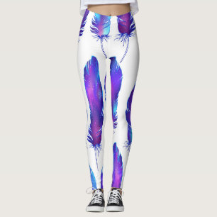 Legging Penas com textura espacial, padrão mágico.