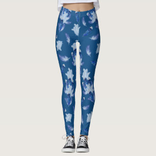 Legging Penas com tom azul de papagaio branco exótico rep