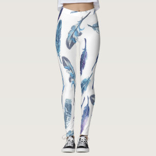 Legging Penas de aquarelas: padrão de produtos láteos sem