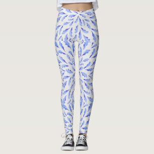 Legging Penas de aves de cor azul
