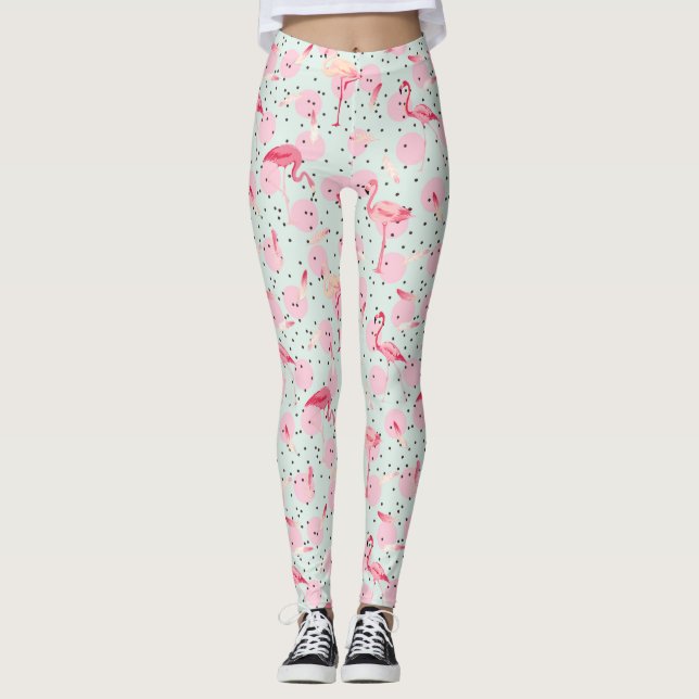 Legging Penas De Flamingo No Bolinhas 2 (Frente)