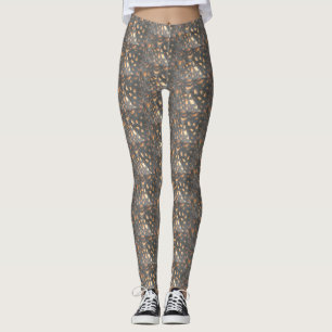 Legging Penas de frango preto-castanho Perna de padrão