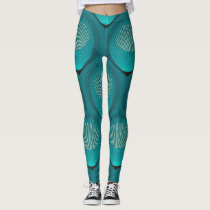 Legging Penas de Pavão Estilizadas Azulejo Azul