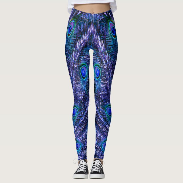 Legging Penas de Pavão-Púrpura (Frente)