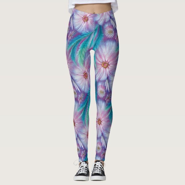 Legging Penas e flores lindas (Frente)